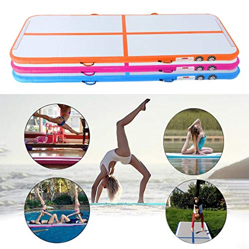 Simoner 10ft Inflatable Air Track, 3Mx1M Tumbling Mat, Gymnastic Yoga Airtrack, Trampoline Floor Mat for Indoor Home Gym/Outdoor Training (Blue) - Thumbnail 2
