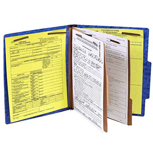 Pack of 10 Classification Folders w/ 2 Dividers - 6 Sections File Folder w/ 2” Expansion for Letter Size Paper 2 Prongs Pressboard Organizer for Law Client Files, Medical Files, Office Reports