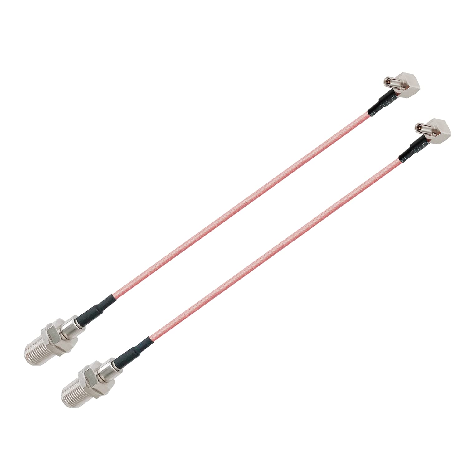 Vecys F Female to TS9 Male Right Angle 90 Degree RF Coaxial Cable RG316 15cm/6in for 2G 3G 4G Antenna Router TV HDTV DVB-T DVB-T2 (2pcs)