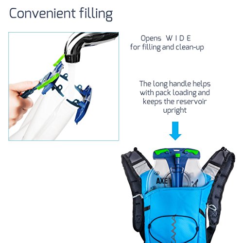 Mazama Designs Axe Topfill Hydration Bladder - Short 2 liter. BPA Free Replacement Bladder for Most Backpacks. Mfd. with USA Made Film - Great for Biking, Hiking, Running, Hunting, and Skiing.