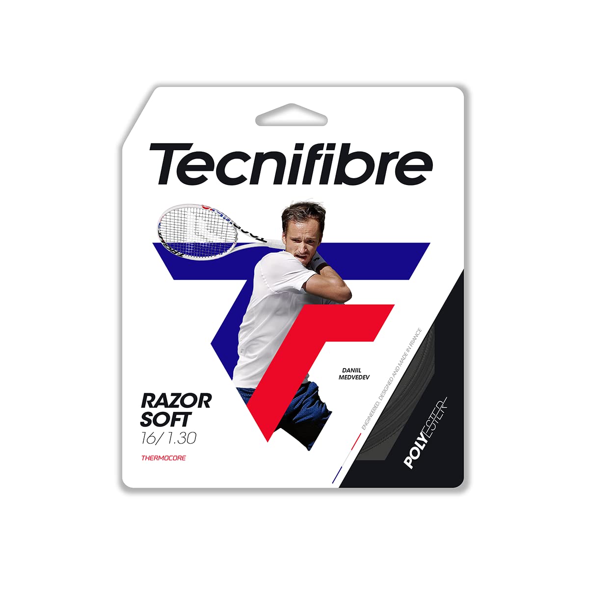 Tecnifibre Razor Soft Monofilament Polyester Tennis String 1.30mm Carbon - 12m Set