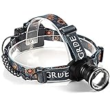 Zoomable LED Headlamp 900Lm 3 Mode Water-resistant Headlight Hands Free Work Light Outdoor Camping Torch Flashlight with Adjustable Strap Light Weight 3AA Batteries Powered(Not Included)-Black