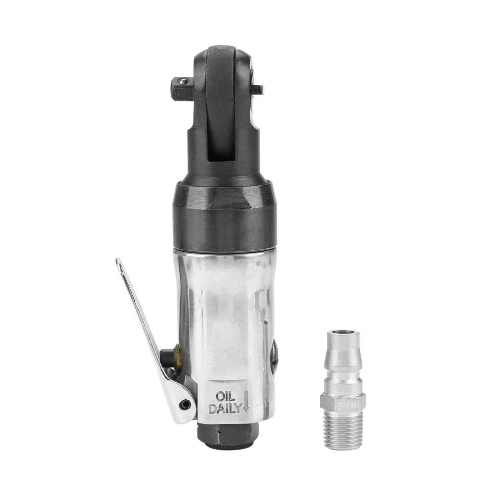 Akozon Air Ratchet Wrench 1/4" 3/8" Wrench Nut Fastening Square Drive Straight Impact Shank Pneumatic Air Ratchet Wrench Positive Negative disassembly Tightening Steering 1/4" Inlet Connection(3/8")