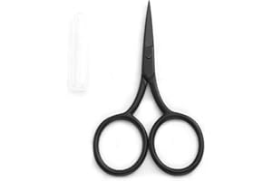 Highsoner Wave 3.5 Inch Facial Hair Scissors for Men - Mustache, Nose, Beard, Eyebrows, Eyelashes and Ear Hair Cutting Scissors - Professional Trimming Scissors (Black)