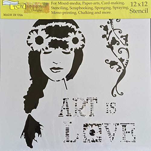 Crafter's Workshop Stencil 2 Pack, Reusable Stenciling Templates for Art Journaling, Mixed Media, and Scrapbooking - TCW261 Art is & TCW703 Art is Love
