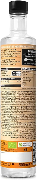 Hunter & Gather Pure C8 MCT Oil 500ml Organic Coconut Triple Steam Distilled view 7