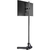 Pholiten Single Tall Monitor Mount with 47 inch Pole,Floor Computer Stand | Extra Long Free-Standing Monitor Mount, Support 13 to 27 inch Screen, 22lbs