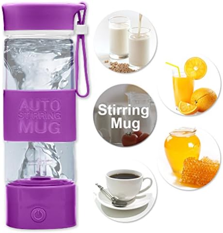 Self Stirring Mug, Automatic Self Mixing Cup, Cute, Colorful &amp; Funny for tea, milk, cereal etc, Best for Morning, Travelling, Home, Office, Men and Women By Sportsvoutdoors (Purple)