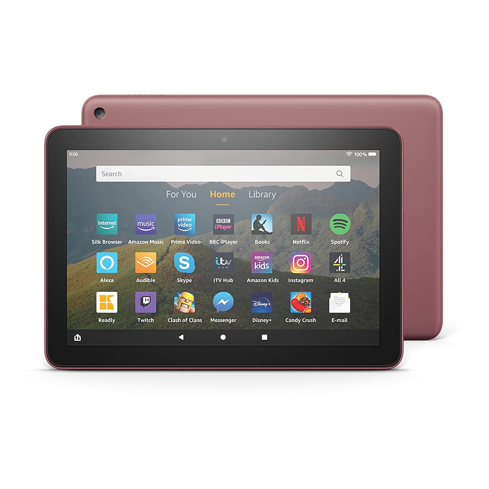 Amazon Fire HD 8 Tablet, 8" HD display, 64 GB, Plum - with Ads, designed for portable entertainment (2020 release)