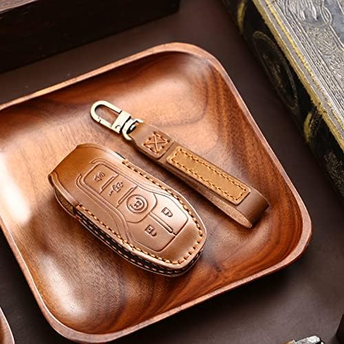 thumbnail image 2 of Genuine Leather Key Fob Chain & Cover For Ford 5-Button Remote – F150, Fusion, Explorer 2 of 5