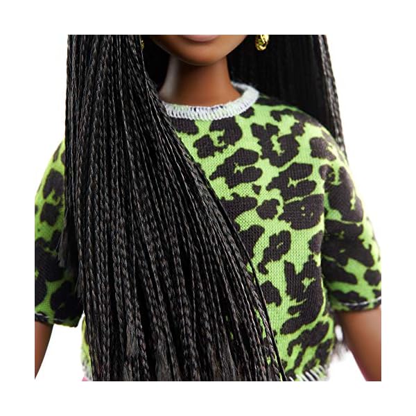 Barbie GHW58 Fashionistas Puppe 144 (brünett) mit grünem Oberteil im Neon-Look – Bild 5