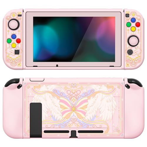 playvital ZealProtect Soft Protective Case for Nintendo Switch, Flexible Cover Protector for Switch with Screen Protector & Thumb Grip Caps & ABXY Direction Button Caps - Magic Wings