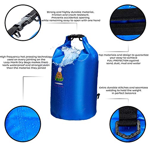 Lazy Monk Dry Bags Waterproof | Water Proof Bag Backpack| Best Kayak & Travel Sack Accessories with Phone Case