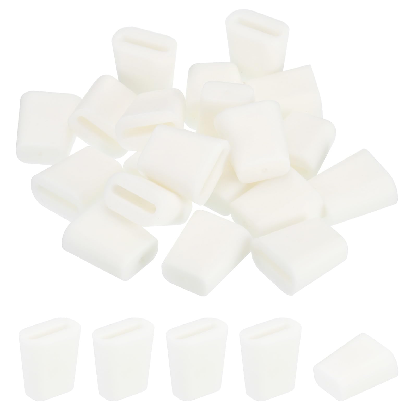 PATIKIL Kitchen Sink Rack Feet, 20 Pack 19x18 mm Rubber Rack Bottom Protective Replacement Feet Wire Bumpers Protector for Sink Rack Bottom, White