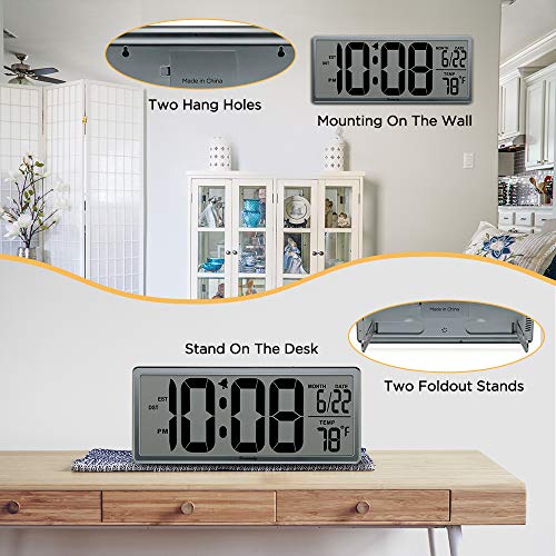 DreamSky Extra Large Digital Wall Clock Battery Operated, 13.7 inch