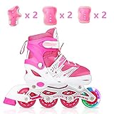 Tuko Adjustable Inline Skates for Girls with Protective Pads