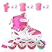 Tuko Adjustable Inline Skates for Girls with Protective Pads (Big Kid 2M/3M/4M)