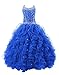 Baoji Girls' Crystal Body Straps Layered Ball Gown Ruffles Pageant Dresses