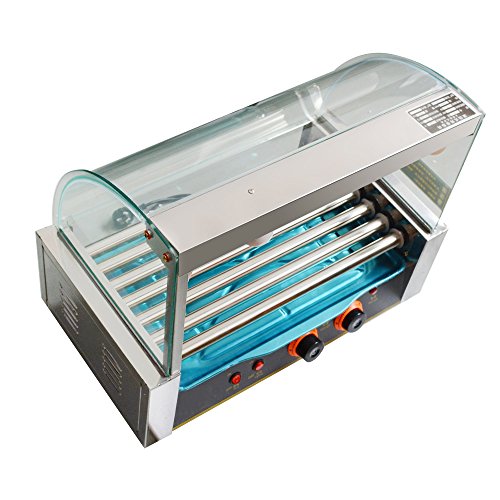 7 Roller 18 Hot Dog Grill Machine (ONLY SHIP TO USA) Commercial Hotdog Cooker Warmer Maker Machine with Cover (1050W) - Thumbnail 6