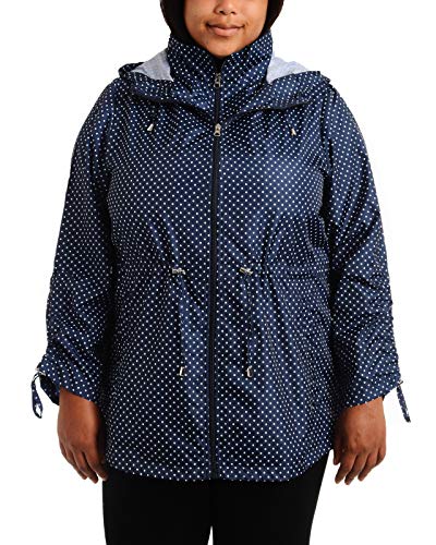 Details Women's Plus Size Packable Anorak Jacket, Stormy Night/White Hot, 3X