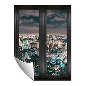 Wall Paper Small Wall Mural City at Night Wall Art Removable Wall Decoration for Bedroom Living Room - 24x32 inches