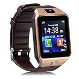 DZ09 Bluetooth Smart Watch - Aeifond Touch Screen Smart Wrist Watch Smartwatch Fitness Tracker with Camera Pedometer SIM TF Card Slot Compatible Samsung Android iPhone iOS for Women Kids Men (Gold1)