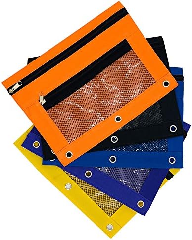 3 Ring Pencil Pouch Zipper Binder Pocket (Pack of5) School Supplies