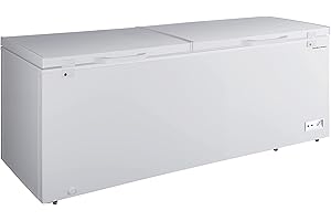 Hamilton Beach 30 Cu. Ft. Garage Ready Chest Freezer, White Deep Freezer, Adjustable Thermostat, Easy Defrost Drain, Double Door Lid, for Storage, Hunting, Large Family - 29"D x 79"W x 38"H