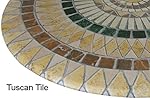 Mosaic Table Cloth Round 36" to 48" Elastic Edge Fitted Vinyl Table Cover Tuscan Tile Pattern Brown Tan