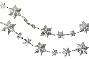 RETZJORV Vpang Stars Pearls Beads String Garland for Christmas, Valentine, Exhibition, Wedding, Party, DIY Craft, Home Decoration, 106 Inch (Silver)