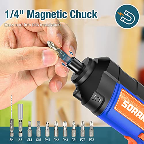 Akkuschrauber 3.6V, SORAKO 6N·m Drehmoment 2000mAh Li-Ion-Akku, 180RPM und USB-Ladekabel, Magnet Spindelarretierung mit… – Bild 5