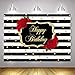 Mocsicka Red Rose Happy Birthday Backdrop Stripes Dots Birthday Photography Background 7x5ft Vinyl Women Birthday Party Banner Backdrops