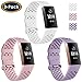 NANW Bands Compatible with Fitbit Charge 4 / Charge 3, 3-Pack Silicone Sports Band Breathable Replacement Wristbands Strap Bracelet Bands for Women Men Woven Small Large