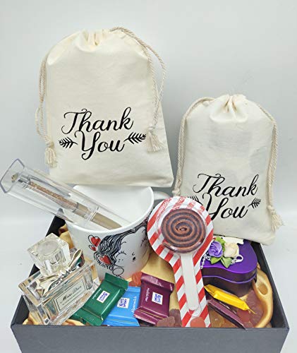 Sanrich Thank You Drawstring Bags 5x7 inch for Party Favor 20 Pack Gift Goodies Bags (5x7)