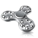 Fidget Spinner, HoneyAKE Tri Finger Spinner EDC Fidget Toy High Speed Stainless Steel Bearing Metal Material Hand Spinner for ADD ADHD Focus Anxiety Stress Relief Boredom Killing Time (Silver)
