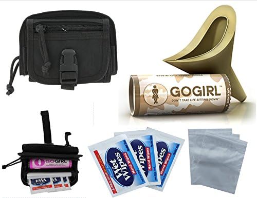 Go Girl Female Urination Device (Khaki) with Pocket Less Easy Access Belt Wallet - Enough room for your Cosmetics Too