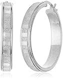 Sterling Silver Glitter Patterned Hoop Earrings