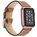 OXWALLEN Apple Watch Band Leather Replacement Watch Strap with Stainless Metal Buckle Clasp iwatch series 1 2 3 Replacement strap (38mm, Brown Band+Rose Gold Buckle)