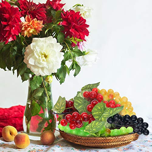 BigOtters 10 Bunches Artificial Grapes, Fake Grapes Simulation Decorative Lifelike Frosted Rubber Grapes Clusters for Wedding Wine Kitchen Centerpiece Decor Faux Fruit Props (5 Colors,2 Size)