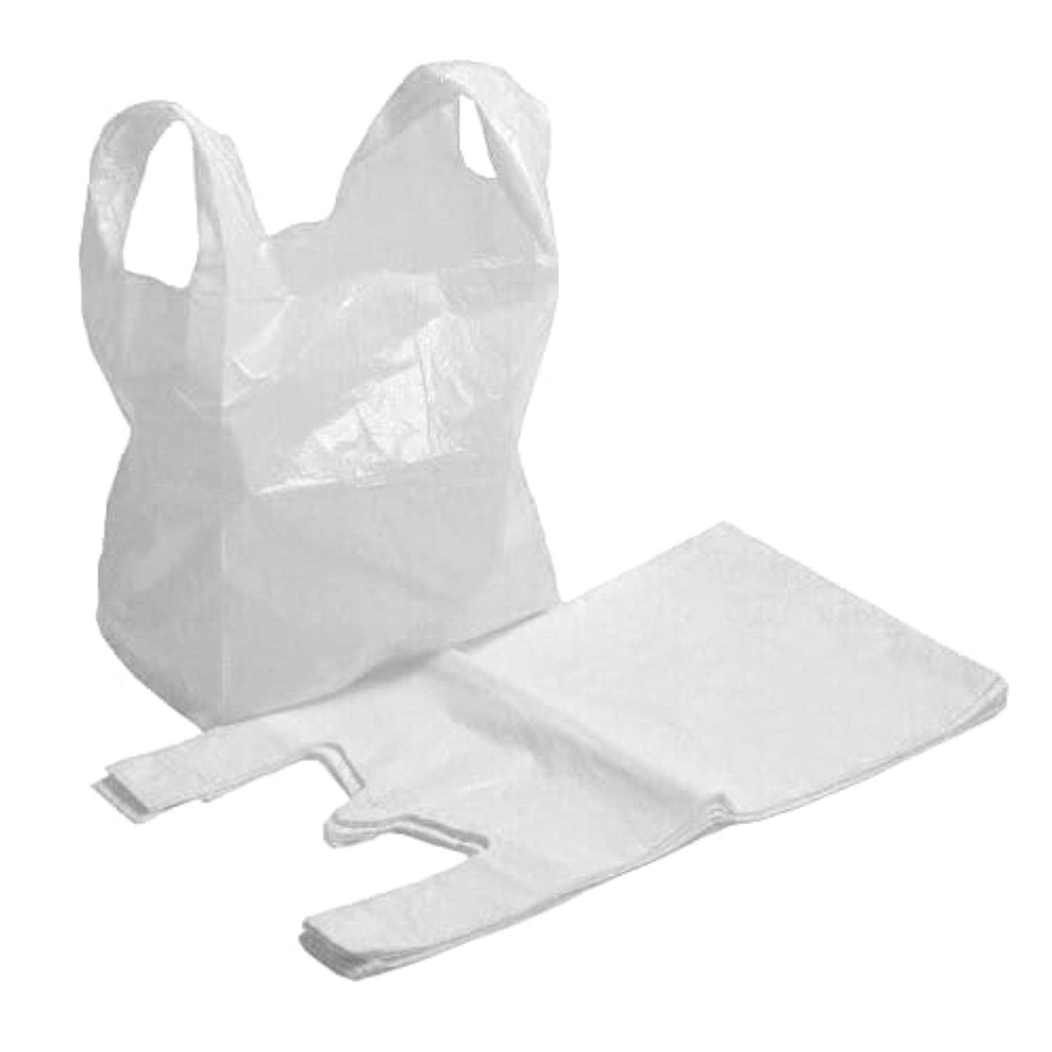 100 X Efforias White Carrier Bags 11 x 17 x 21 - Plastic Carrier Bags Heavy Duty Vest Carrier Bags