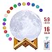 Moon Lamp, AmazeFan 16 Colors 3D Printing Moon Night Light with Stand & Remote & Touch Control and USB Rechargeable, Best Gifts for Baby Kids Lover Birthday Party Christmas