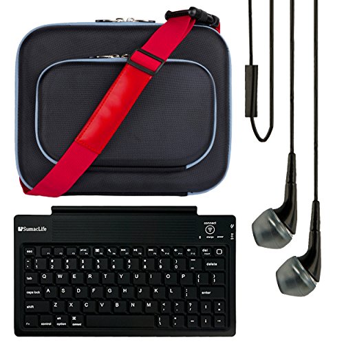 VanGoddy Enforcer Hardcore Cube Case for Acer One 10 / Aspire Switch 10 / Iconia Tab 10 / Tab A 10.1-inch Tablets + Bluetooth Keyboard + Headphones (Black & Red)
