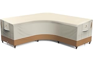 Rosefray 600D Outdoor V-Shaped Sectional Cover,Heavy Duty Anti UV Patio Sectional Sofa Cover with Air Vent, Waterproof Furniture Covers for Deck, Lawn,Backyard 90"x90" khaki brown