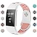 iGK For Fitbit Charge 2 Bands, Adjustable Replacement Sport Strap Bands for Fitbit Charge 2 Smartwatch Fitness Wristband Soft Silicone White Pink Small