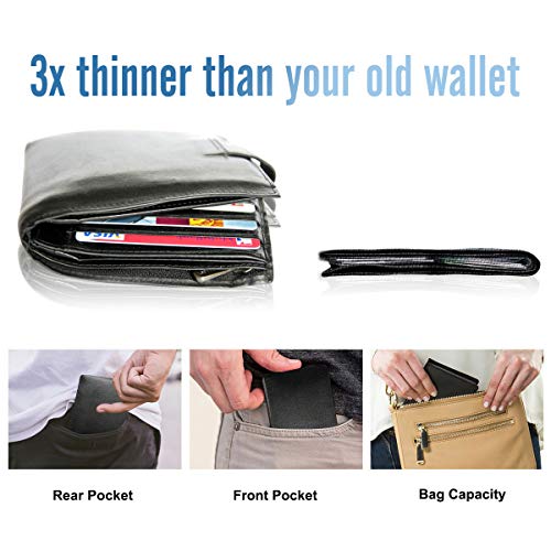 Napal Swiss Top Genuine Leather Amazing RFID Security Credit Card Case Holder Magic Slim Back Pocket Wallet for Men or Women