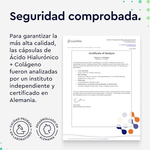 Colágeno + Ácido Hialurónico - Soporte al cabello, piel, huesos + sistema inmunitario - Fórmula con 1000 mg de colágeno hidrolizado + Vitamina C, Biotina, Zinc, Selenio y otros - 180 Cápsulas