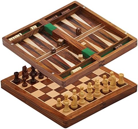 BKRAFT4U Backgammon and Chess Set Sale - Magnetic 2 in 1 Chess and Backgammon Combo - Wooden Handmade Backgammon Chess Board with Storage