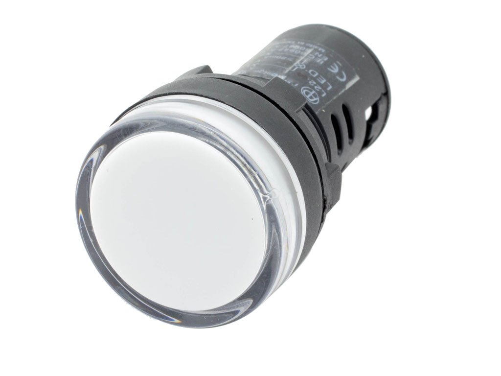L22 22mm AC LED Pilot Panel Indicator Light 120V White