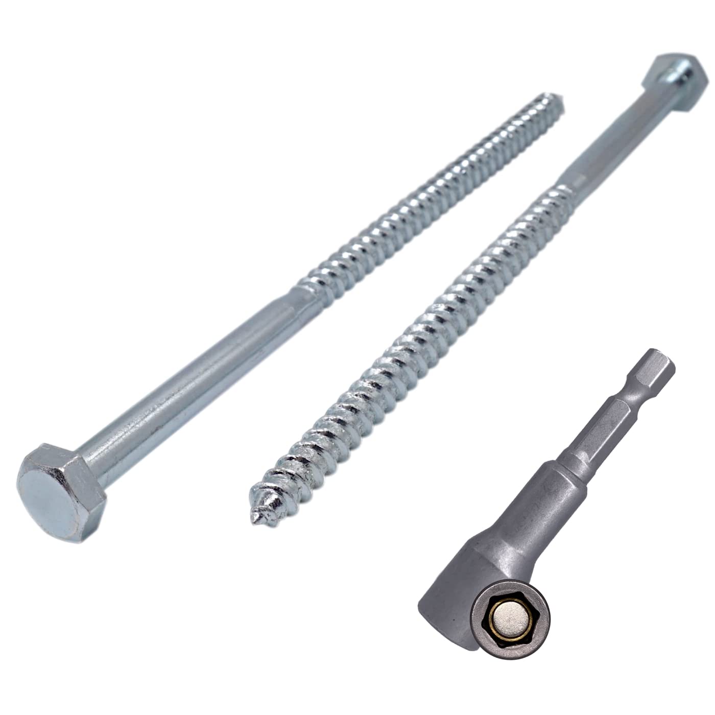 (Pack of 4 pcs) DIN 571 Zinc Plated Steel Hexagon Wood Screws M8 x 200 mm, Coach Screws, Hex Screw, Lag Bolts, Hex Head (4, M8 x 200 mm)