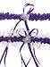 DivaDesigns Lace Ruffle Faux Pearl Chiffon Floral Ribbon Wedding Garter with Toss Away Purple